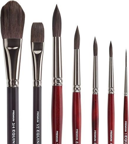 KINGART 1060B Premium 5 Pc. Equinox Series Watercolor Artist Brush Set, Soft Synthetic Black Kazan Squirrel, Curated Shapes and Sizes, Short Handle, Gift Boxed in Saudi Arabia