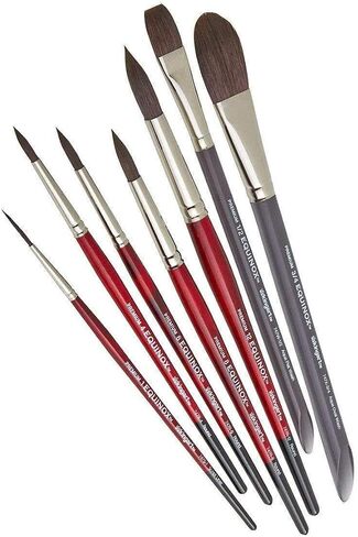 KINGART 1060B Premium 5 Pc. Equinox Series Watercolor Artist Brush Set, Soft Synthetic Black Kazan Squirrel, Curated Shapes and Sizes, Short Handle, Gift Boxed in Saudi Arabia