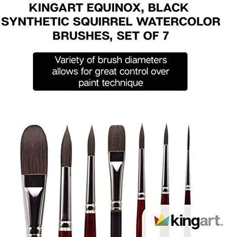 KINGART 1060B Premium 5 Pc. Equinox Series Watercolor Artist Brush Set, Soft Synthetic Black Kazan Squirrel, Curated Shapes and Sizes, Short Handle, Gift Boxed in Saudi Arabia