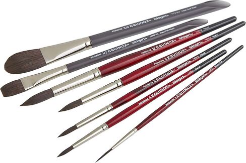 KINGART 1060B Premium 5 Pc. Equinox Series Watercolor Artist Brush Set, Soft Synthetic Black Kazan Squirrel, Curated Shapes and Sizes, Short Handle, Gift Boxed in Saudi Arabia