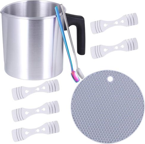 وعاء ذوبان الشموع، TOKSEO 2 رطل مجموعات صنع الشموع DIY، إبريق صب من الألومنيوم لصنع الشموع، وعاء ذوبان الشمع مع مقبض مقاوم للحرارة وفوهة صب in Kuwait