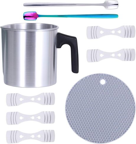 وعاء ذوبان الشموع، TOKSEO 2 رطل مجموعات صنع الشموع DIY، إبريق صب من الألومنيوم لصنع الشموع، وعاء ذوبان الشمع مع مقبض مقاوم للحرارة وفوهة صب in Kuwait