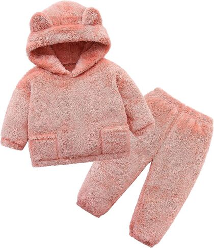 Hikido Fluffy Snug Pants Sets Outfit 1-5T Toddler Cute Fall Winter Pullover Clothes in Saudi Arabia