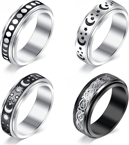 QWALIT القلق الدائري تململ القلق الدائري للنساء الدوار الدائري تدور خواتم للقلق مكافحة الإجهاد حلقة الغزل خواتم in Kuwait