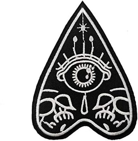 Cute-Patch 4" Black White Ouija Occult Mystic Eye Planchette Embroidered Iron on sew on Patch in Saudi Arabia