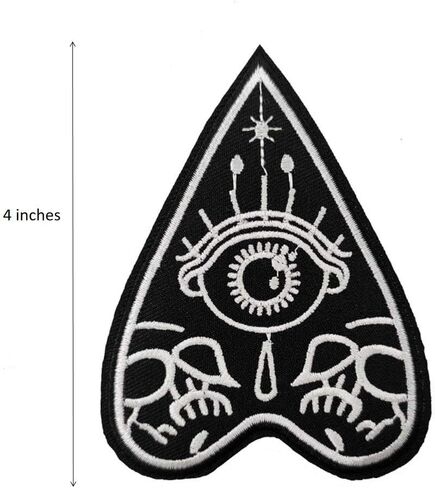 Cute-Patch 4" Black White Ouija Occult Mystic Eye Planchette Embroidered Iron on sew on Patch in Saudi Arabia
