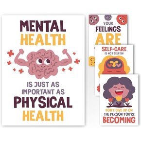 ملصقات Sproutbrite للتوعية بالصحة العقلية لمستشاري المدارس الابتدائية والمتوسطة والثانوية، ملصقات ملهمة للفصل الدراسي - ديكورات ديكور للفصول الدراسية المنزلية التعليمية (حزمة 2) in Kuwait