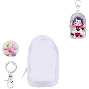 Clear Figure Display Bag with Keychain for Sonny Doll, Mystery Box Mini Figures Carrying Case Bag Pouch Keychain Charms for Collectibles (Clear, Oval) in Kuwait