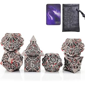 مجموعة نرد معدنية Scimi مع حقيبة (7 نردات معدنية وحقيبة واحدة) D&D COC War Hammer War Hammer 40k مجموعة نرد لألعاب لوحة RPG لعب الأدوار لعبة النرد (أخضر) in Kuwait