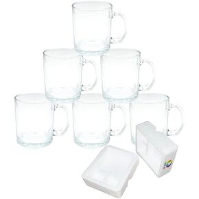 MR.R 11oz Sublimation Blanks Glass Clear Transparent Mug,Coffee Mugs with Handle for Heat Thermal Coating Transfer,Set of 6 in Kuwait