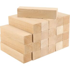 JAPCHET 12 Pieces 5 x 1-1/2 x 1-1/2 Inch Basswood Carving Blocks, Natural Carving Blocks, Unfinished Basswood Blocks for Carving, Crafting and Whittling