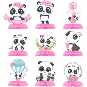 اي كام [9 عبوات] ديكورات حفلات الباندا، قطع مركزية جميلة على شكل خلية نحل الباندا، لوازم حفلات عيد ميلاد الباندا، ديكورات طاولة الباندا، قطع مركزية لحفلات استقبال المولود للبنات in Kuwait
