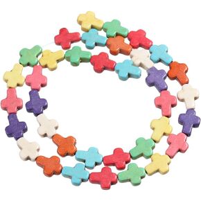 Small Blue Turquoise Cross Beads Gemstone Spacer Beads Craft Supplier Approx.36pcs/Strand 0.8CMX1CM in Kuwait
