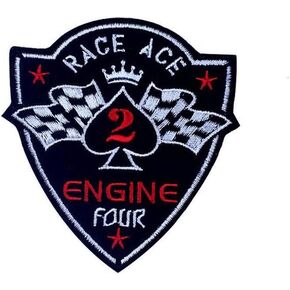شعار Racing Ace حديد على الخياطة على رقعة مزخرفة، شارة مطرزة للبوكر، سباق النصر، علم مربع، سباق السيارات، حديد مطرز على رقعة لحقائب الظهر، شارة الملابس، مزخرفة in Kuwait