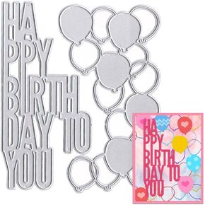 ALIBBON Happy Birthday Die Cuts for Card Making, Birthday Balloons Cutting Dies Metal Template Molds, Happy Birthday to You Dies for Crafting DIY Photo Album Paper Embossing Scrapbooking Supplies in Saudi Arabia