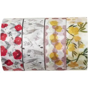 مجموعة أشرطة إخفاء واشي من EnYan، 4 لفات، شريط زهور خريفي طبيعي قابل للكتابة للديكور الياباني للحرف اليدوية اليدوية ومخططي مجلة الرصاص in Kuwait