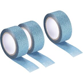 MECCANIXITY 0.6inch x 16.4ft Glitter Tape, Decorative Craft Tape Self Adhesive Stick Blue 1.5cm x 5 M for Scrapbook, DIY Arts, Gift Wrapping Pack of 3