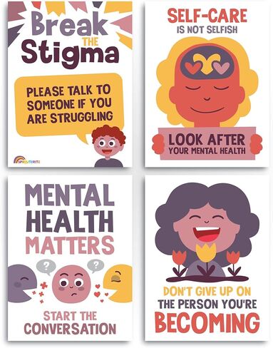 ملصقات Sproutbrite للتوعية بالصحة العقلية لمستشاري المدارس الابتدائية والمتوسطة والثانوية، ملصقات ملهمة للفصل الدراسي - ديكورات ديكور للفصول الدراسية المنزلية التعليمية (حزمة 2) in Kuwait