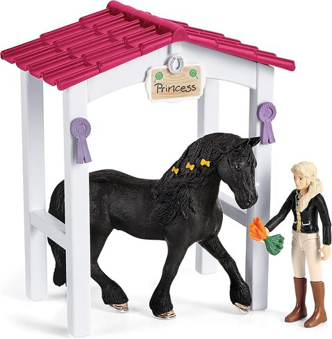 Schleich Horse Club, 15-Piece Playset, Toys for Girls and Boys 5-12 years old, Horse Stall with Tori and Princess the Horse in Saudi Arabia