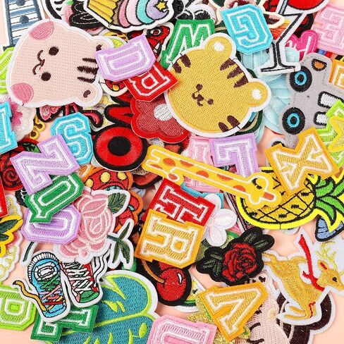 ZAIONE Embroidered Iron-on Patches for Clothes: 90Pcs Random Iron on Patches Bright Color Letter Patches Sew On/Iron On Patch Repair Applique for Clothing Backpacks DIY Accessories in Kuwait