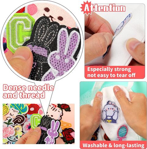 ZAIONE Embroidered Iron-on Patches for Clothes: 90Pcs Random Iron on Patches Bright Color Letter Patches Sew On/Iron On Patch Repair Applique for Clothing Backpacks DIY Accessories in Kuwait