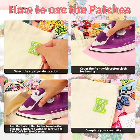 ZAIONE Embroidered Iron-on Patches for Clothes: 90Pcs Random Iron on Patches Bright Color Letter Patches Sew On/Iron On Patch Repair Applique for Clothing Backpacks DIY Accessories in Kuwait