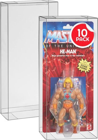 EVORETRO Action Figure Display Case Compatible with Masters of The Universe (Motu) Origins Carded 5.5" Action Figure, Thick Sturdy Acid-Free Clear PET Protector, Will Last a Lifetime 10 Pack in Saudi Arabia