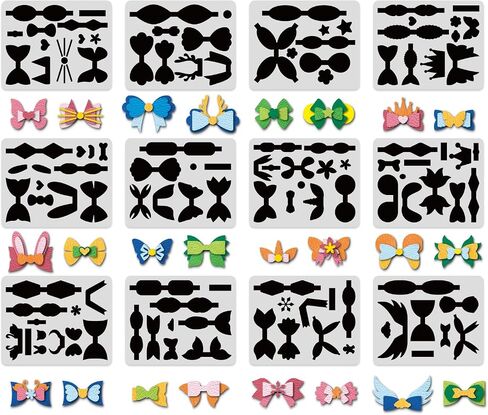 FINGERINSPIRE 12 Sets Plastic Bows Tie Making Template, Earrings Dies Making Stencils 9.8x7.8inch Cat Ears Crowns Little Devils Bows Stencil for Card Making, Hairpin, Earrings and DIY Craft Making in Kuwait