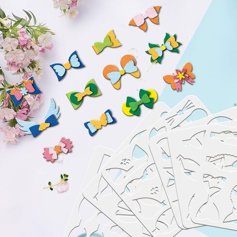 FINGERINSPIRE 12 Sets Plastic Bows Tie Making Template, Earrings Dies Making Stencils 9.8x7.8inch Cat Ears Crowns Little Devils Bows Stencil for Card Making, Hairpin, Earrings and DIY Craft Making in Kuwait