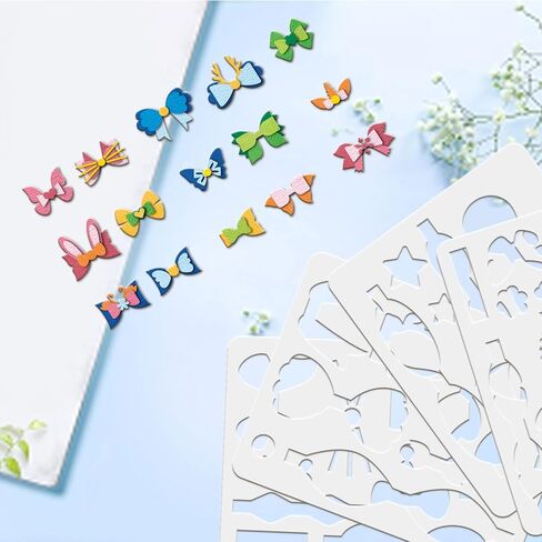 FINGERINSPIRE 12 Sets Plastic Bows Tie Making Template, Earrings Dies Making Stencils 9.8x7.8inch Cat Ears Crowns Little Devils Bows Stencil for Card Making, Hairpin, Earrings and DIY Craft Making in Kuwait