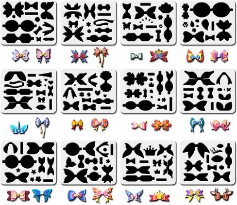 FINGERINSPIRE 12 Sets Plastic Bows Tie Making Template, Earrings Dies Making Stencils 9.8x7.8inch Cat Ears Crowns Little Devils Bows Stencil for Card Making, Hairpin, Earrings and DIY Craft Making in Kuwait