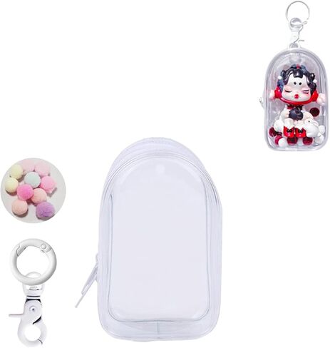 Clear Figure Display Bag with Keychain for Sonny Doll, Mystery Box Mini Figures Carrying Case Bag Pouch Keychain Charms for Collectibles (Clear, Oval) in Kuwait