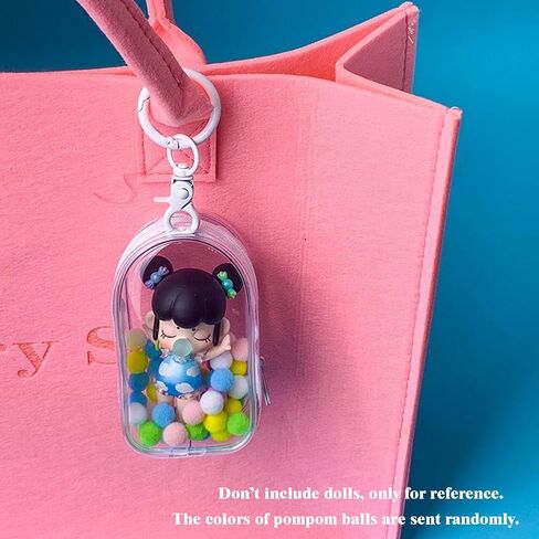 Clear Figure Display Bag with Keychain for Sonny Doll, Mystery Box Mini Figures Carrying Case Bag Pouch Keychain Charms for Collectibles (Clear, Oval) in Kuwait