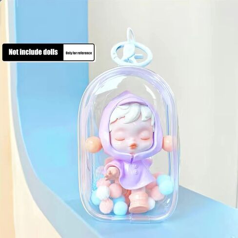 Clear Figure Display Bag with Keychain for Sonny Doll, Mystery Box Mini Figures Carrying Case Bag Pouch Keychain Charms for Collectibles (Clear, Oval) in Kuwait