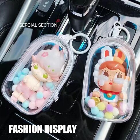 Clear Figure Display Bag with Keychain for Sonny Doll, Mystery Box Mini Figures Carrying Case Bag Pouch Keychain Charms for Collectibles (Clear, Oval) in Kuwait