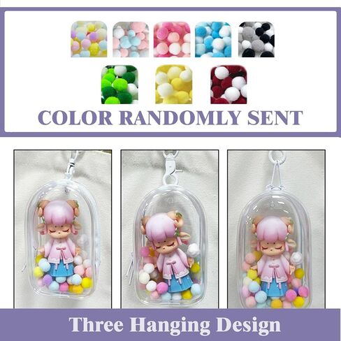Clear Figure Display Bag with Keychain for Sonny Doll, Mystery Box Mini Figures Carrying Case Bag Pouch Keychain Charms for Collectibles (Clear, Oval) in Kuwait