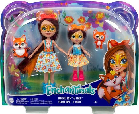 Enchantimals Felicity & Feana Fox Sister Dolls (6-in & 4-in) & 2 Animal Figures, Removable Skirt and Accessories, Great Gift for Kids Ages 3Y+ in Kuwait