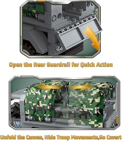 مجموعات مكعبات بناء المركبات العسكرية من QMAN، مجموعة مكعبات بناء الجيش WW2 ألعاب الحرب العالمية الثانية مع 4 جنود ألعاب هدية للأولاد الذين تتراوح أعمارهم بين 6-12 سنة (386 قطعة) in Kuwait