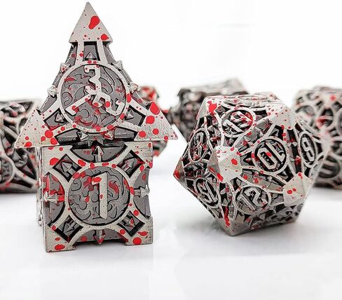 مجموعة نرد معدنية Scimi مع حقيبة (7 نردات معدنية وحقيبة واحدة) D&D COC War Hammer War Hammer 40k مجموعة نرد لألعاب لوحة RPG لعب الأدوار لعبة النرد (أخضر) in Kuwait