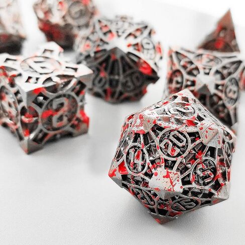 مجموعة نرد معدنية Scimi مع حقيبة (7 نردات معدنية وحقيبة واحدة) D&D COC War Hammer War Hammer 40k مجموعة نرد لألعاب لوحة RPG لعب الأدوار لعبة النرد (أخضر) in Kuwait