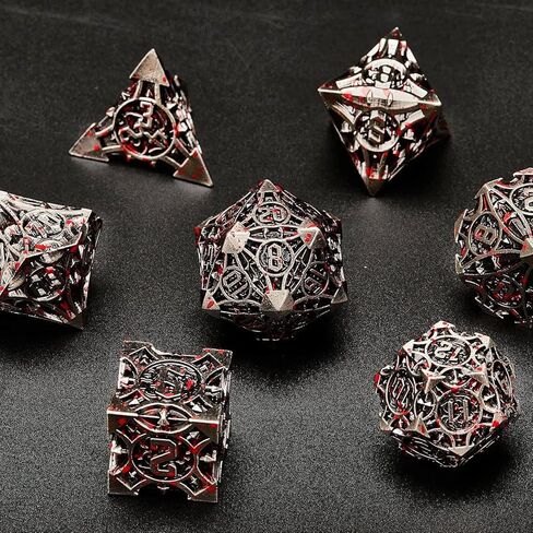 مجموعة نرد معدنية Scimi مع حقيبة (7 نردات معدنية وحقيبة واحدة) D&D COC War Hammer War Hammer 40k مجموعة نرد لألعاب لوحة RPG لعب الأدوار لعبة النرد (أخضر) in Kuwait