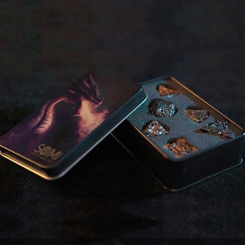 مجموعة نرد معدنية Scimi مع حقيبة (7 نردات معدنية وحقيبة واحدة) D&D COC War Hammer War Hammer 40k مجموعة نرد لألعاب لوحة RPG لعب الأدوار لعبة النرد (أخضر) in Kuwait