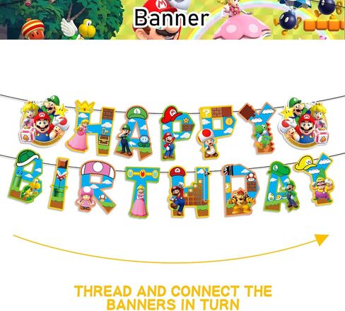 لافتة بتصميم كرتوني لعيد ميلاد سعيد، لافتة العاب فيديو كاواي خلفية لحفلات اعياد الميلاد للاطفال والبنات والاولاد والمراهقين والبالغين، لوازم تزيين حفلات اعياد الميلاد in Kuwait