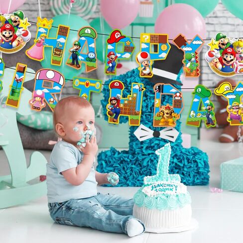 لافتة بتصميم كرتوني لعيد ميلاد سعيد، لافتة العاب فيديو كاواي خلفية لحفلات اعياد الميلاد للاطفال والبنات والاولاد والمراهقين والبالغين، لوازم تزيين حفلات اعياد الميلاد in Kuwait