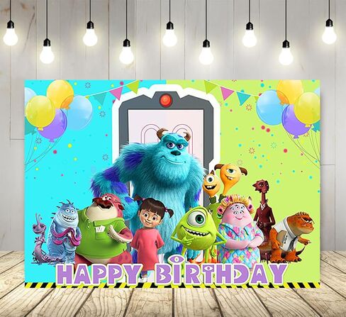 Cartoon Monster Inc Backdrop for Birthday Party Supplies 5x3ft Monster Inc and Boo Theme Baby Shower Banner for Birthday Party Cake Table Decoration in Kuwait