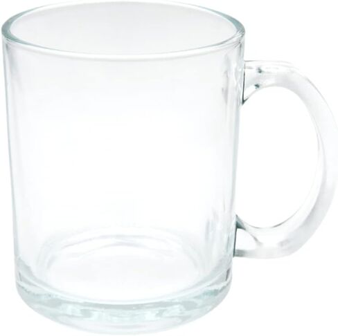 MR.R 11oz فراغات التسامي كوب زجاجي شفاف شفاف، أكواب قهوة بمقبض لنقل الطلاء الحراري الحراري، مجموعة من 6 قطع in Saudi Arabia