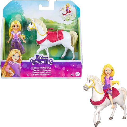 Mattel Disney Princess Toys, Rapunzel Posable Small Doll and Maximus Horse Inspired by the Disney Movie Tangled, Gifts for Kids in Saudi Arabia