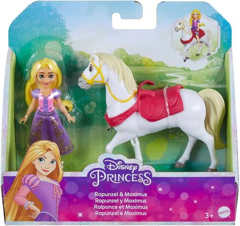Mattel Disney Princess Toys, Rapunzel Posable Small Doll and Maximus Horse Inspired by the Disney Movie Tangled, Gifts for Kids in Saudi Arabia