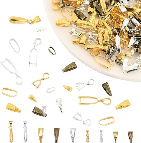 PandaHall 180 قطعة 2 حجمين مشبك مشبك النحاس الخطاطيف قلادة المشابك مع 80 قطعة 2 حجمان، مشبك مخلب وكفالة قلائد صنع المجوهرات بألوان مختلطة in Kuwait