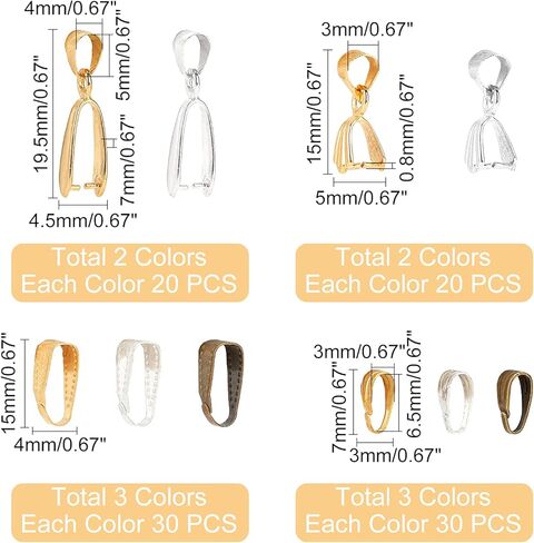 PandaHall 180 قطعة 2 حجمين مشبك مشبك النحاس الخطاطيف قلادة المشابك مع 80 قطعة 2 حجمان، مشبك مخلب وكفالة قلائد صنع المجوهرات بألوان مختلطة in Kuwait